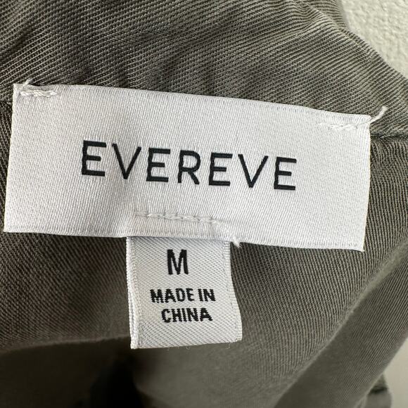 Evereve Peyton Shirt Dress Utility Dress Button Up Pockets Belted Olive Medium - Picture 10 of 12